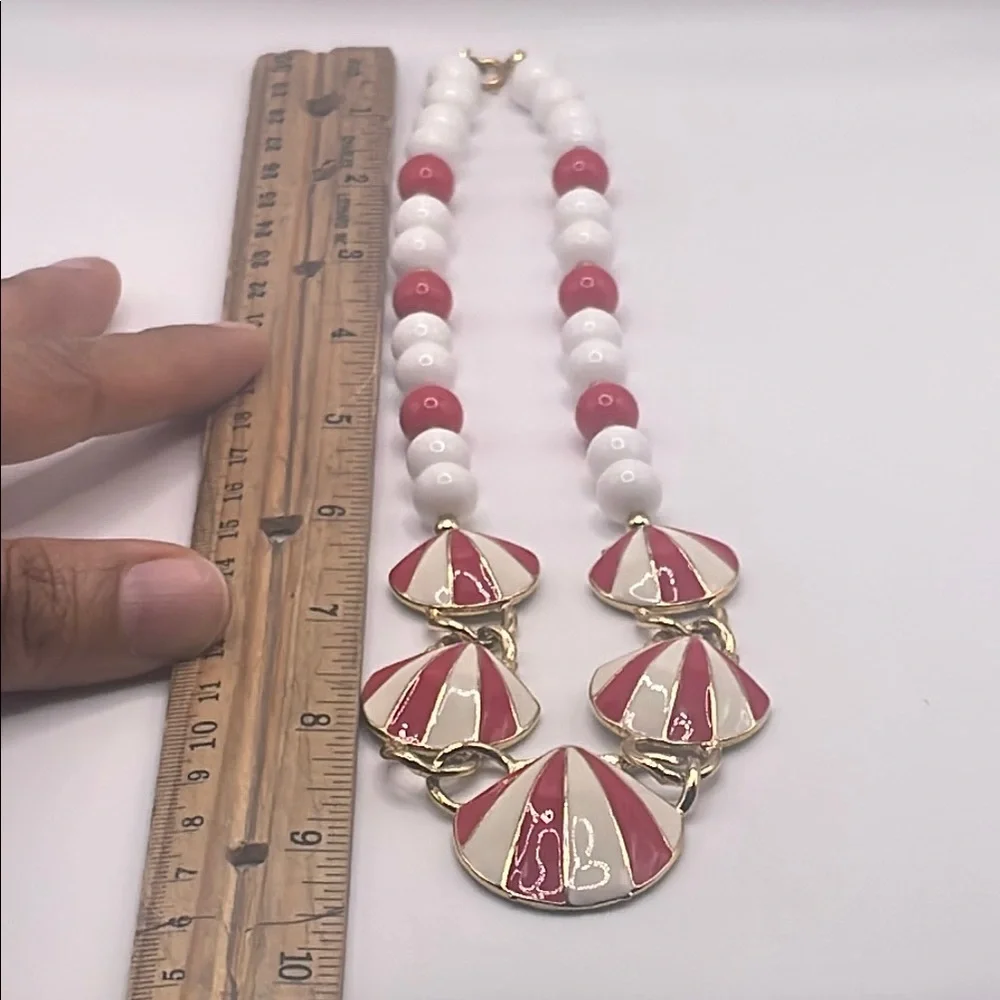Red and White Necklace and Earring Set - Picture 8 of 8